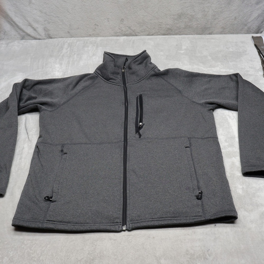Cabelas Jacket Mens Large Gray Fleece Knit Full Zip Utility Hiking Outdoor